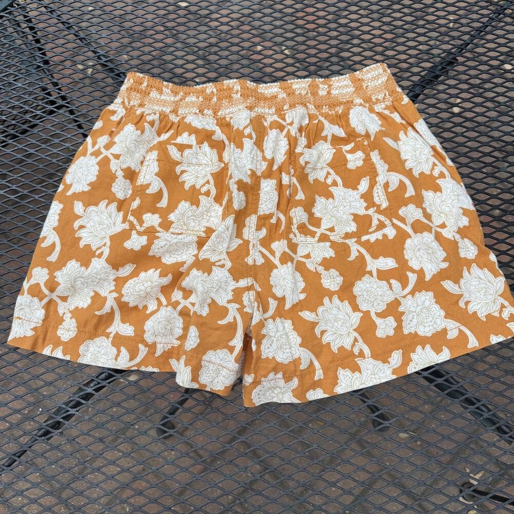Briggs Ladies' Linen Blend Floral Pull-On Short Sz L Cottagecore Boho Beach